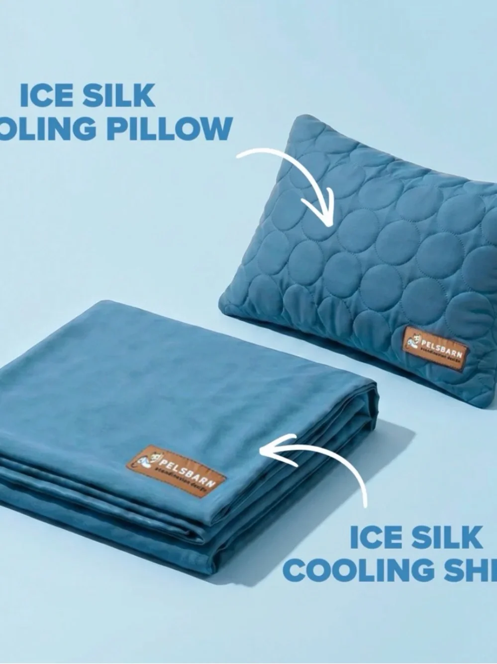Ice Silk Cooling Pillow and Sheet Set in Beige